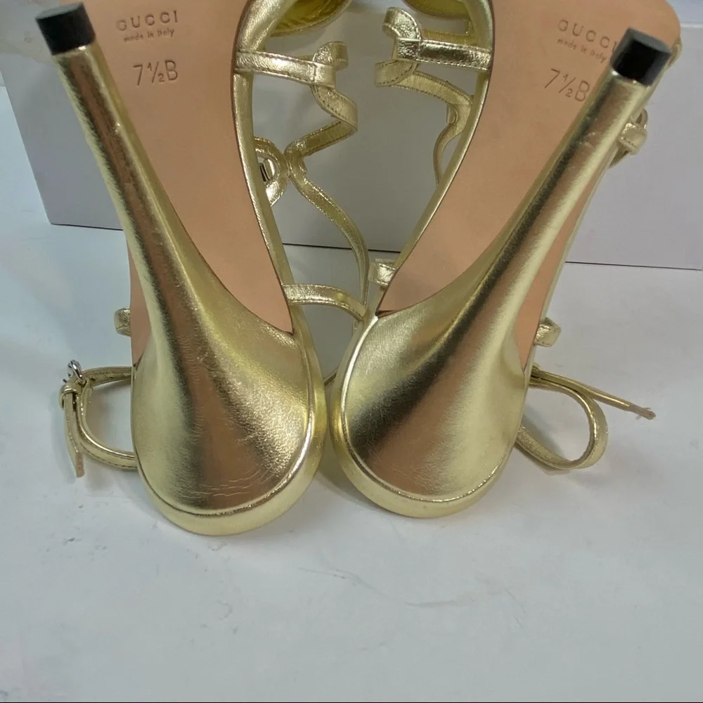 NWT Gucci crystal gold Milady sandals 7.5